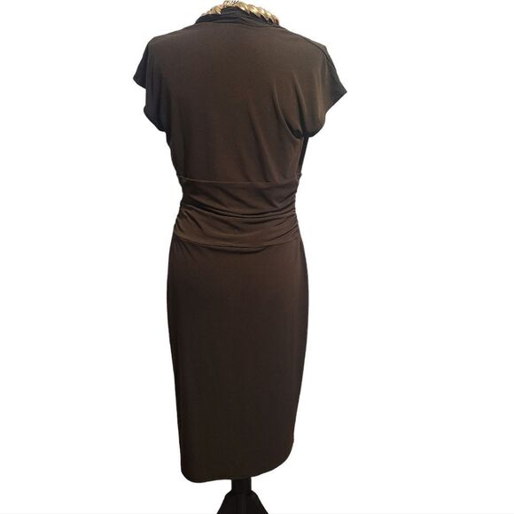 Brown Deep V Neck With Rouched Waist - Picture 2 of 3